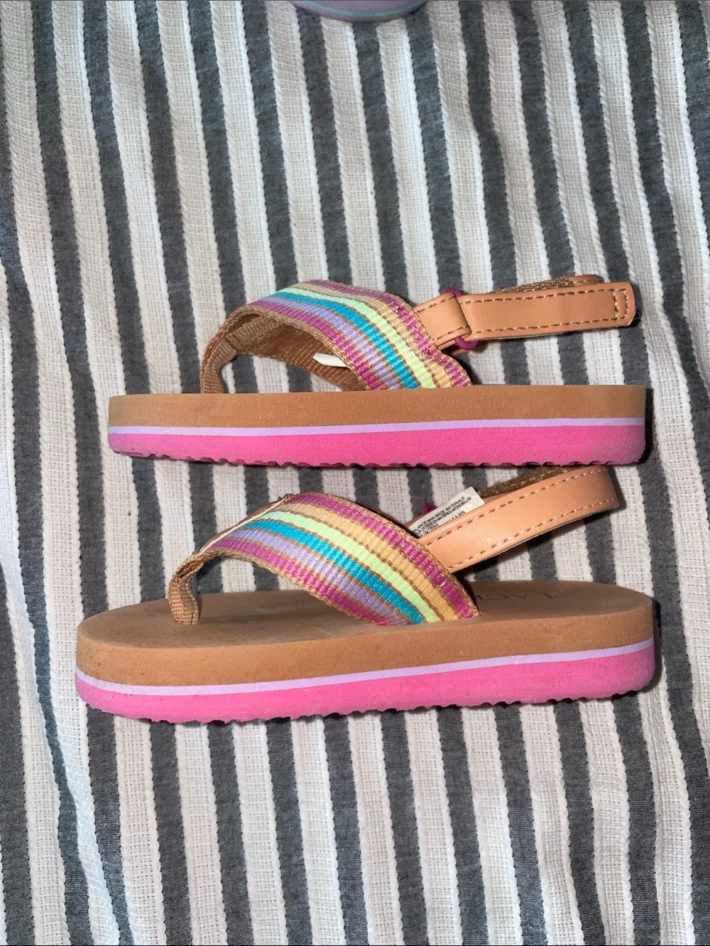 The Children's Place Girls' Lavender and Brown Rainbow Strap Sandals